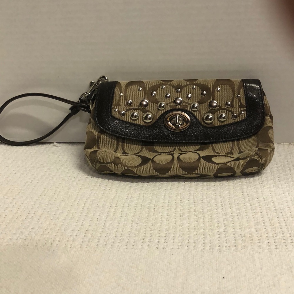 Coach Signature Fabric Wristlet, Brown